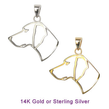 German Shorthaired Pointer Silhouette in 14K Gold or Sterling Silver