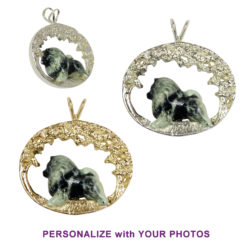Keeshond with Custom Enamel in 14K Gold or Sterling Silver Scene Jewelry, Charm, Pendant