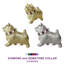 Norwich Terrier in 14K Gold or Sterling with Diamond Gemstone Collar Jewelry, Charm, Pendant, Memorial
