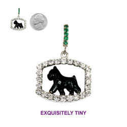 Bouvier with Enamel 14K Gold in Exquisite Tiny Genuine Diamond Oval Jewelry, Charm, Memorial